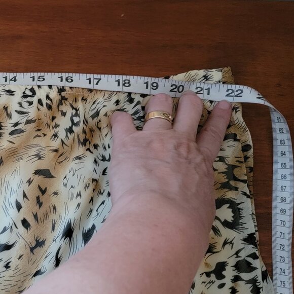 Leopard Print Pull On Chiffon Ruffled Calf Length Skirt - Picture 7 of 9